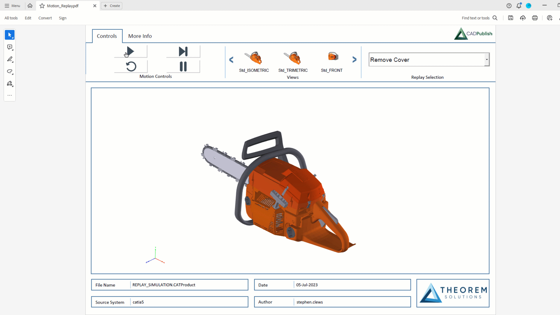3D PDF Motion Replay Template with Animation