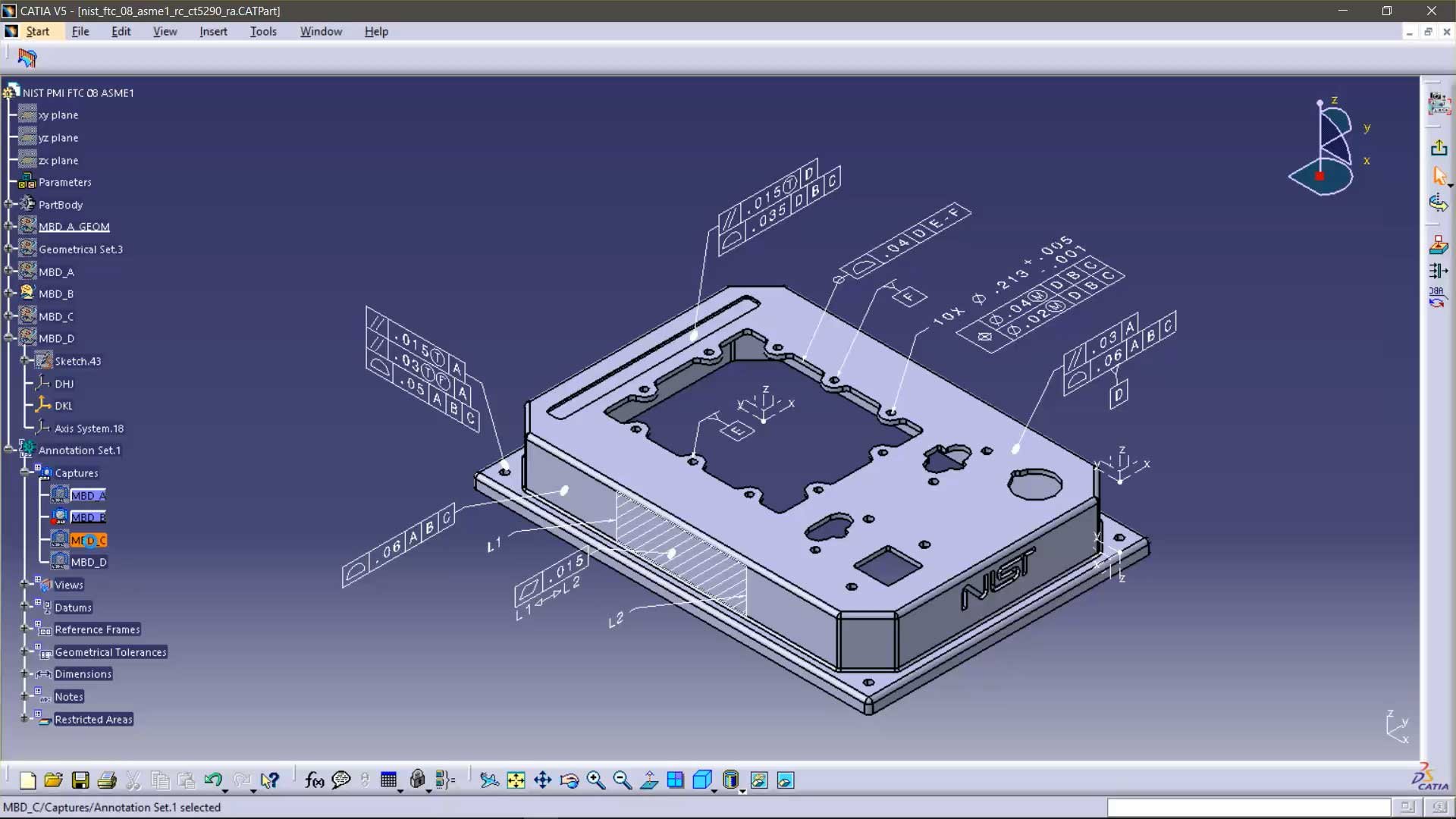 Product Manufacturing Information (PMI) in CATIA V5 CAD application