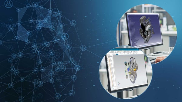 Graphic representing collaborating with CAD data