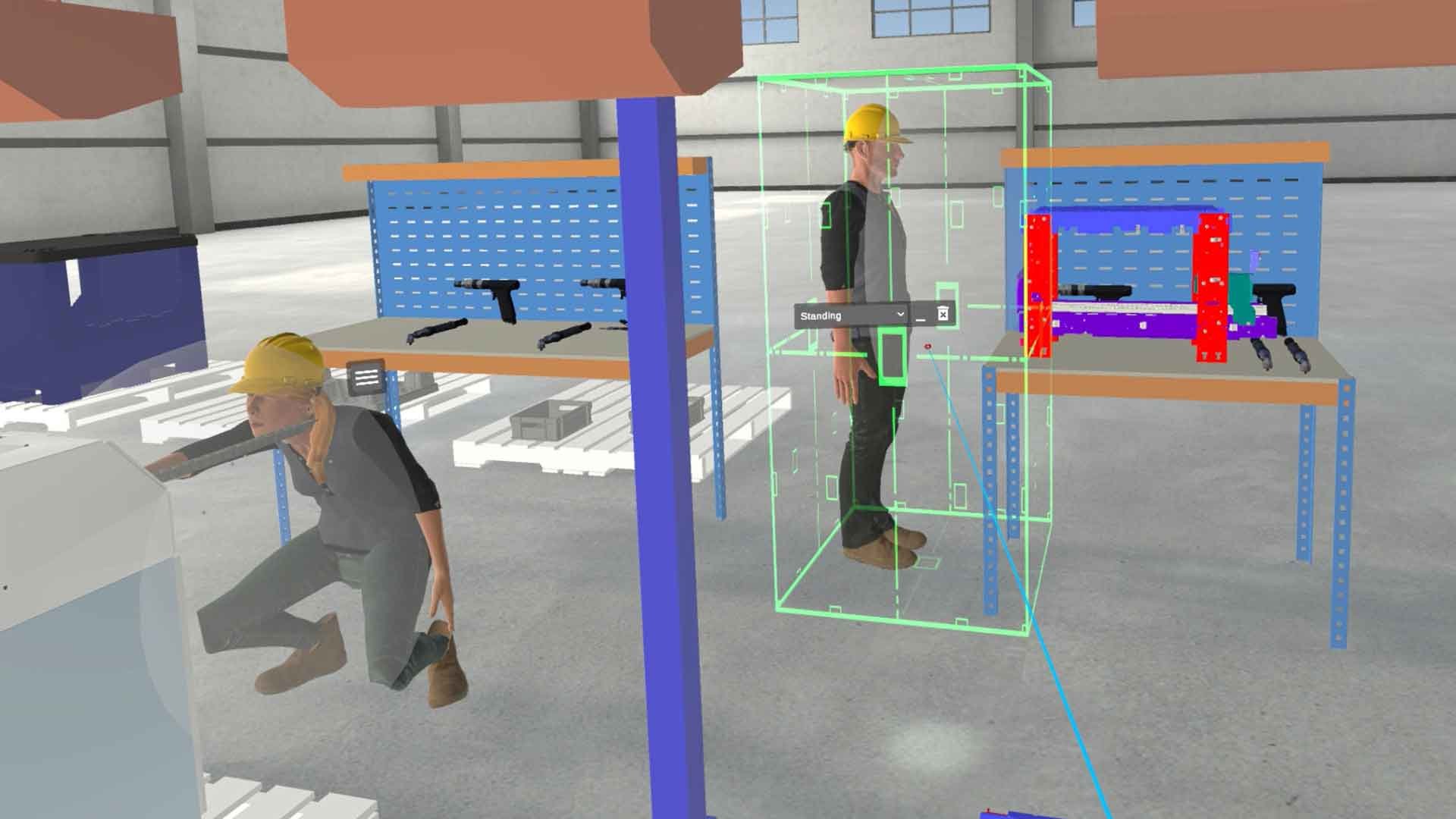 TheoremXR factory layout experience with mannequins