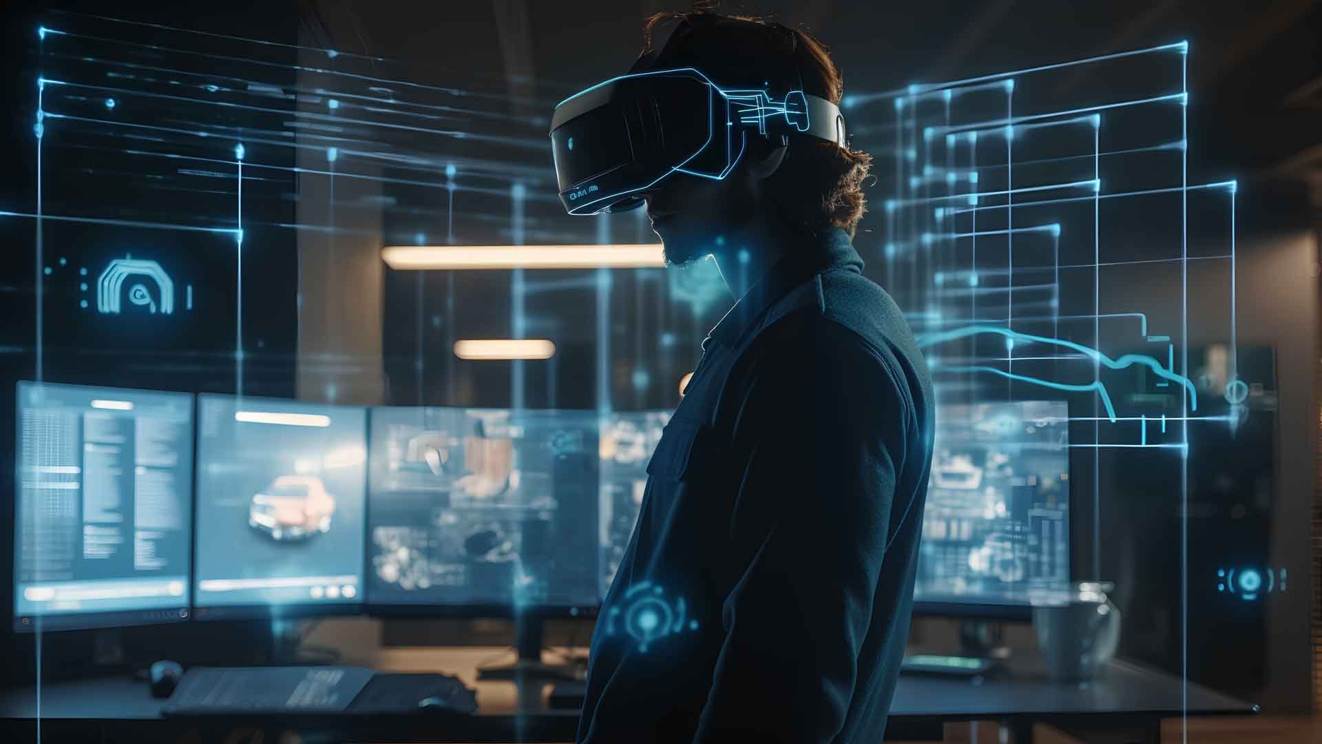 Engineer using extended reality (XR) technology