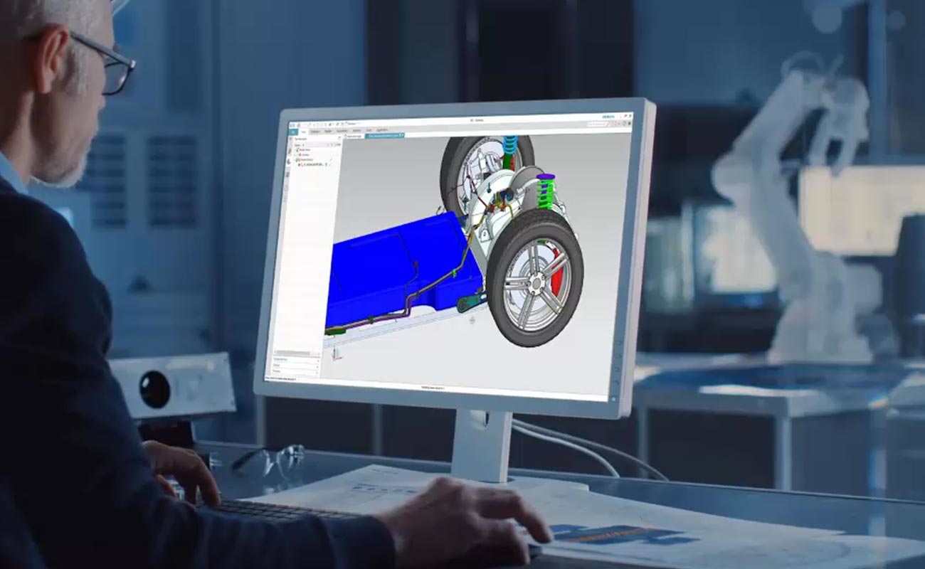 CAD data on a computer screen.