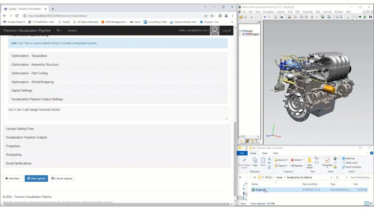 CAD data drag and drop for use in XR applications
