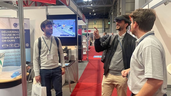 Live action photo of Theorem-XR and HoloLens 2 being used at the Advanced Engineering Expo at the NEC, Birmingham.
