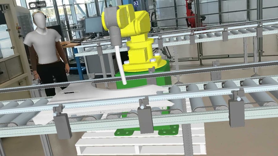 Collaborative factory layout using TheoremXR to visualize 3D data with animation