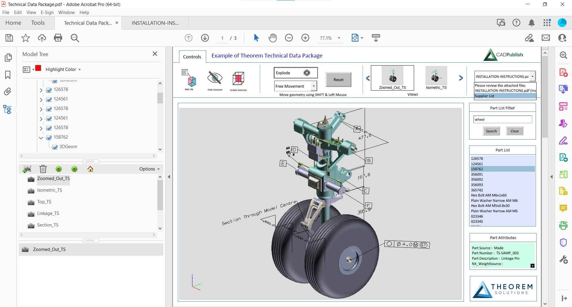 3D PDF template - Technical data package using 3DEXPERIENCE data