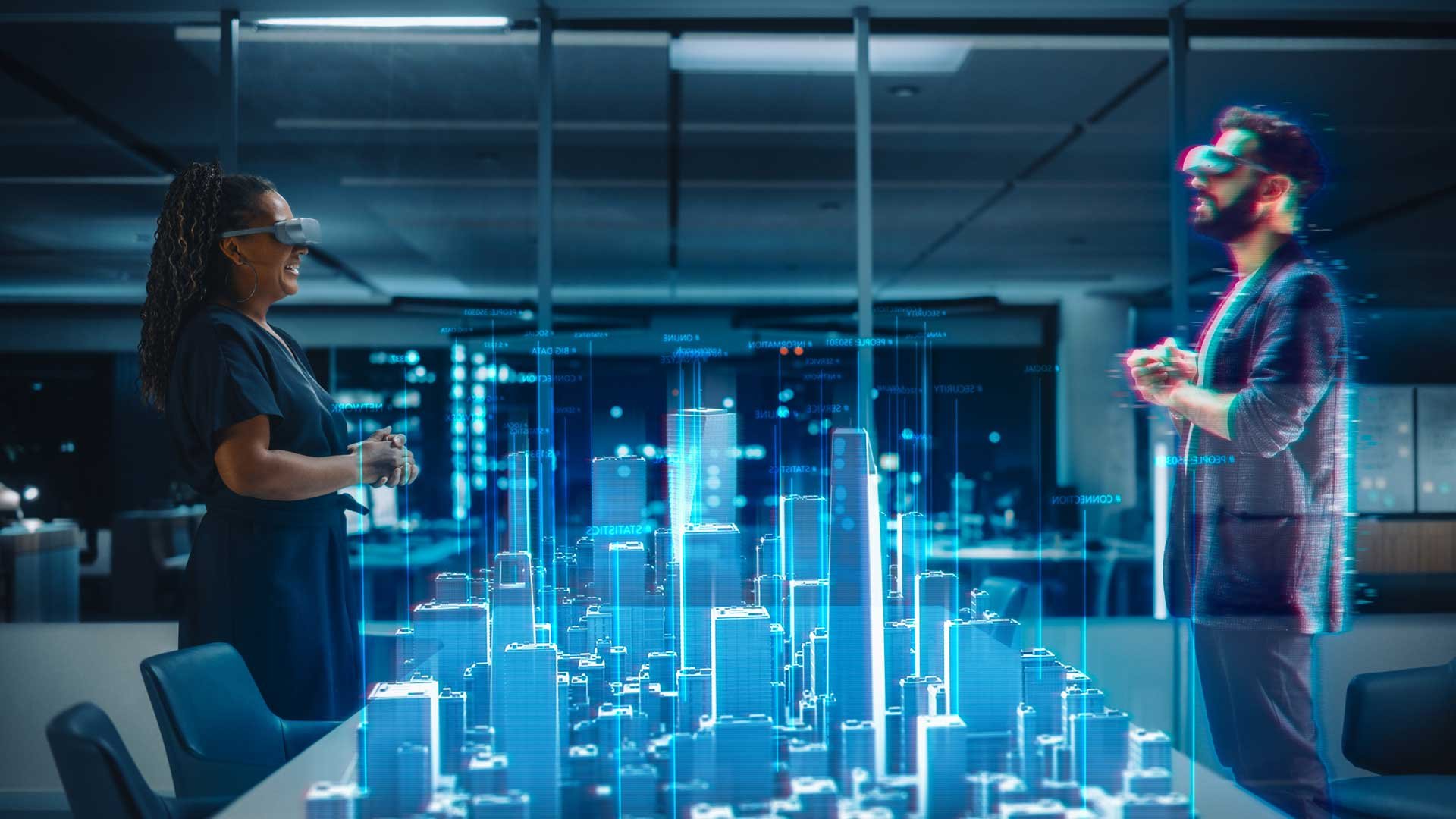 Collaborative virtual reality meeting to review 3D architectural city landscape plan