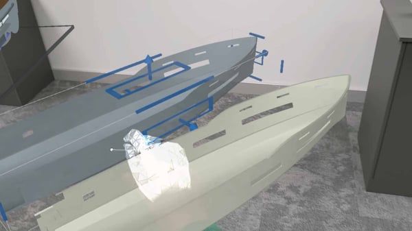 Shipbuilding 3D data visualized in Augmented and Mixed Reality technology using TheoremXR