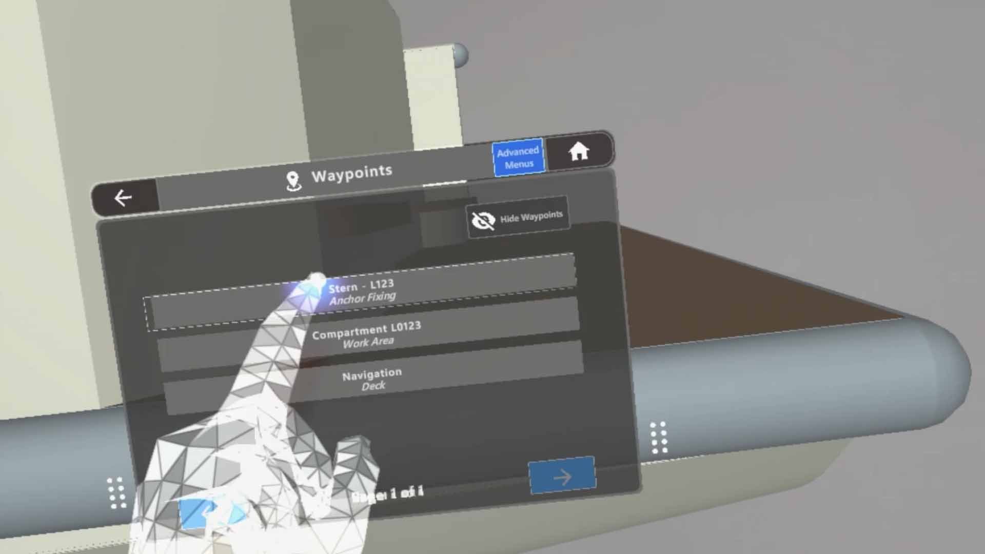 Using Waypoints to navigate around large datasets using TheoremXR on HoloLens 2 Mixed Reality headset