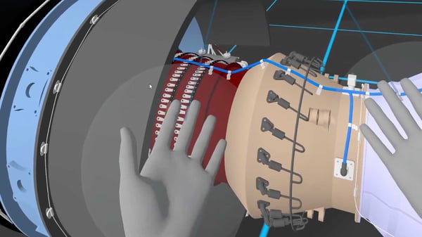 Aero Engine CAD model in Virtual Reality with 2-handed VR grab mode