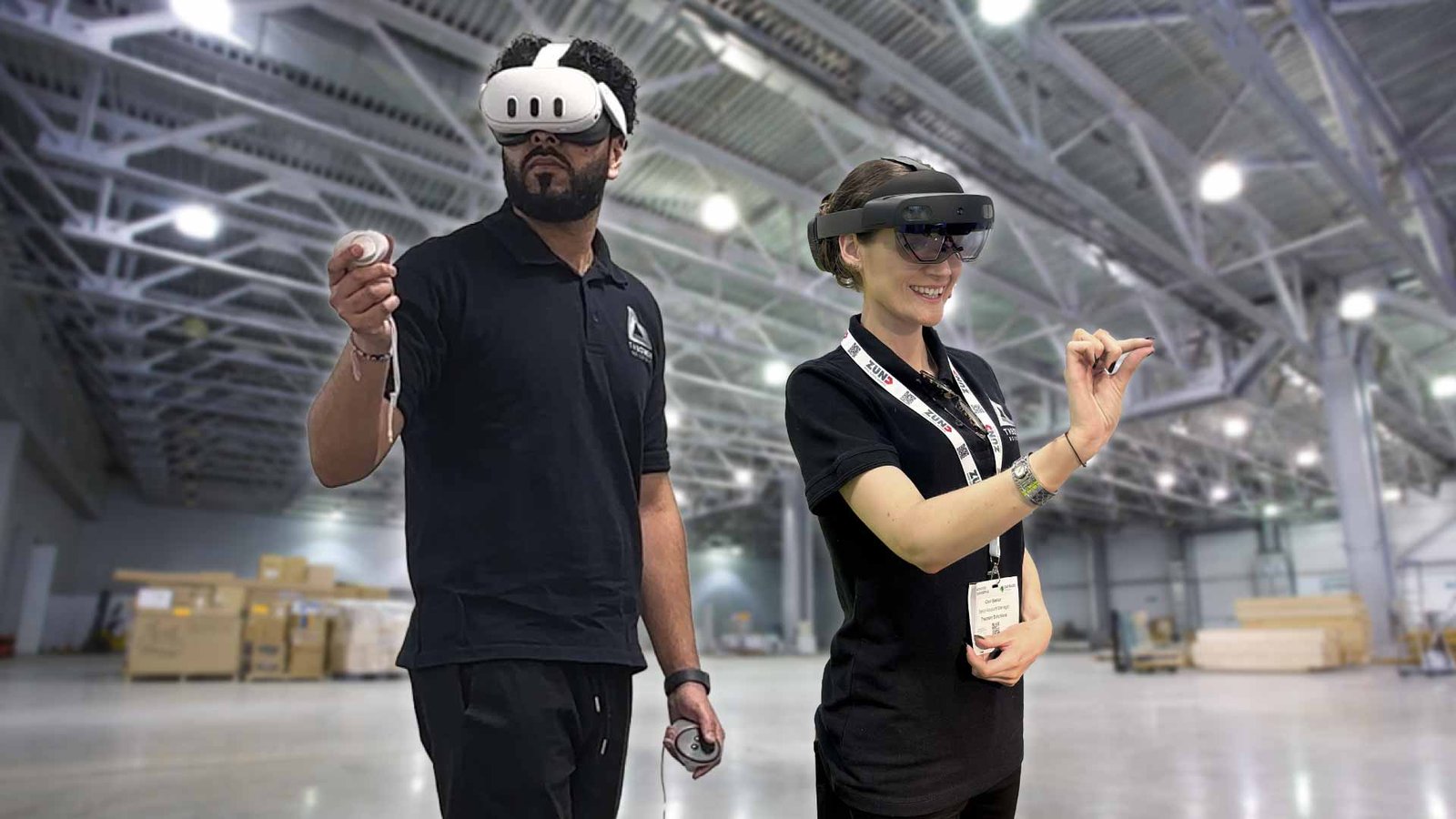 Engineers collaborating using Augmented and Virtual Reality technologies