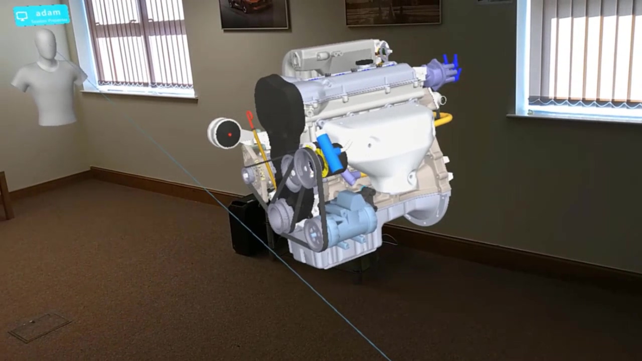 Collaborative engineering design review on car engine using HoloLens 2 Mixed Reality and TheoremXR